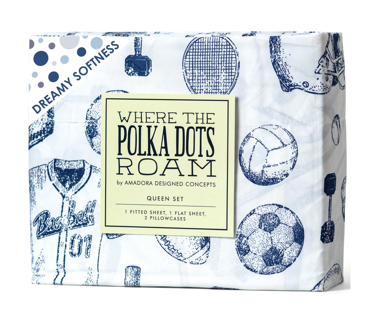Where The Polka Dots Roam baseball-themed sheets for soft, breathable comfort