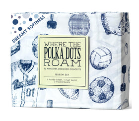 Where The Polka Dots Roam baseball-themed sheets for soft, breathable comfort