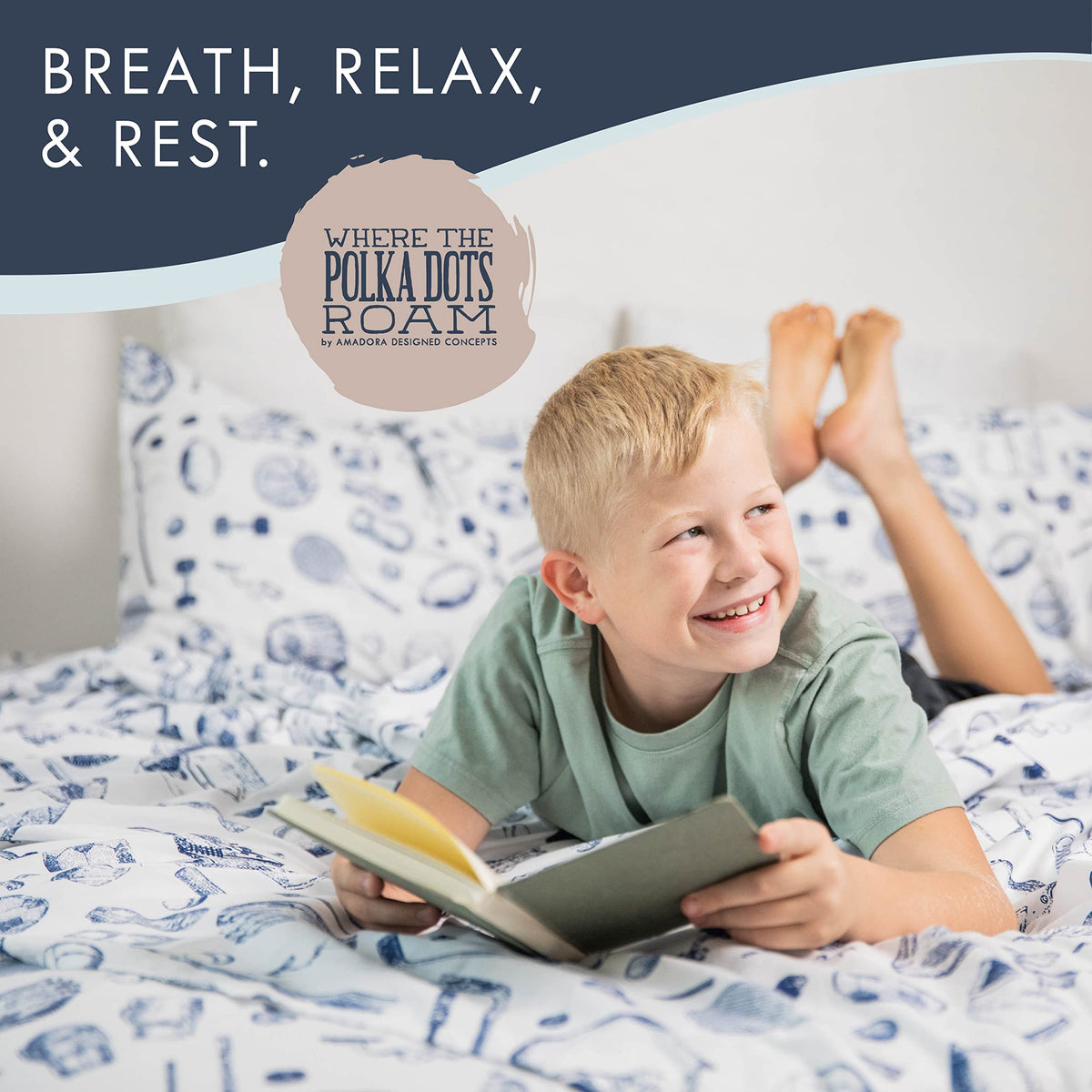 Where The Polka Dots Roam deep-pocket fitted sheet fits thick mattresses securely.