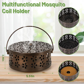Whiidoom round heat-resistant incense holder in bronze protects against wind.