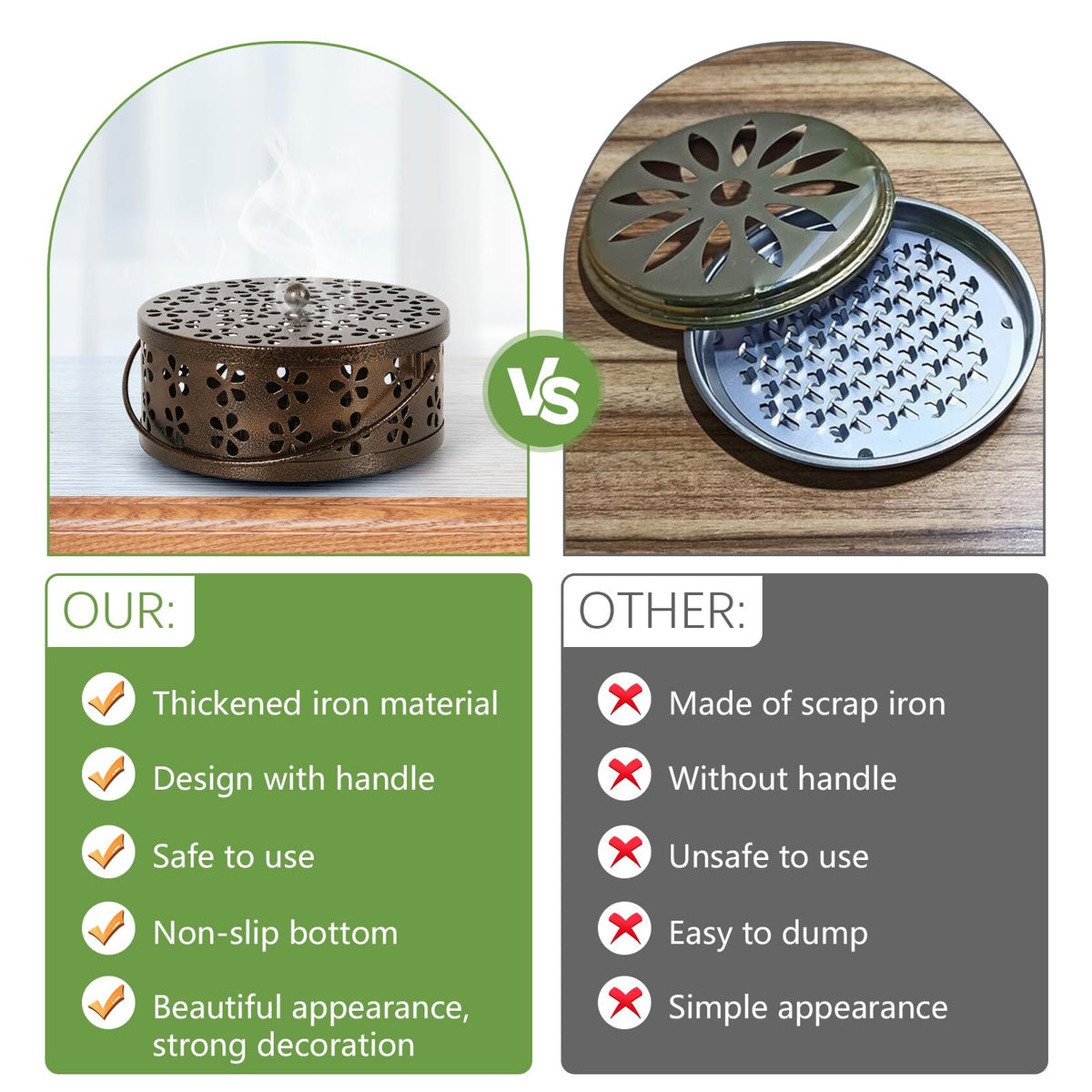 Whiidoom two-pack bronze mosquito coil holders offer convenient sets.
