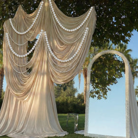 Whimsibelle pearl string chain provides versatile decor for weddings and parties.