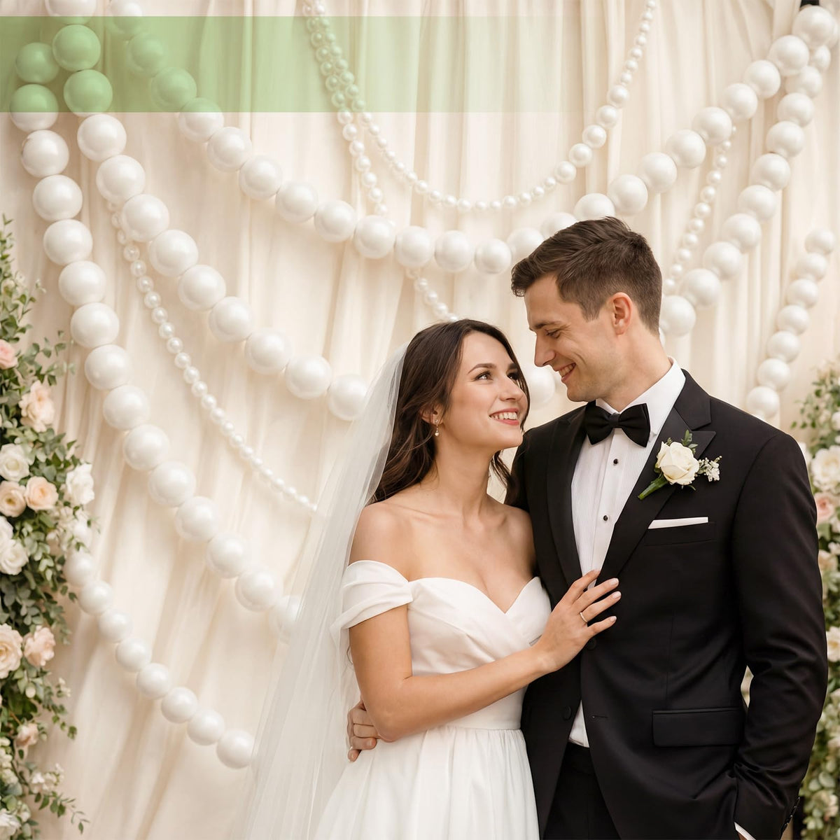 Whimsibelle white beads showcase a classy, timeless vibe in photos.