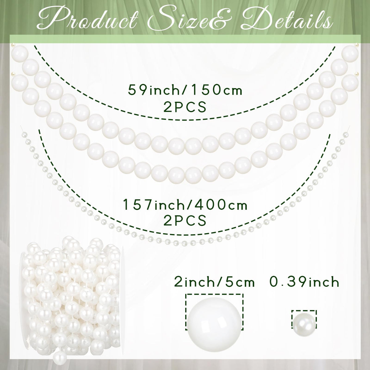 Whimsibelle giant bead strand in white adds a luminous focal point to tables.