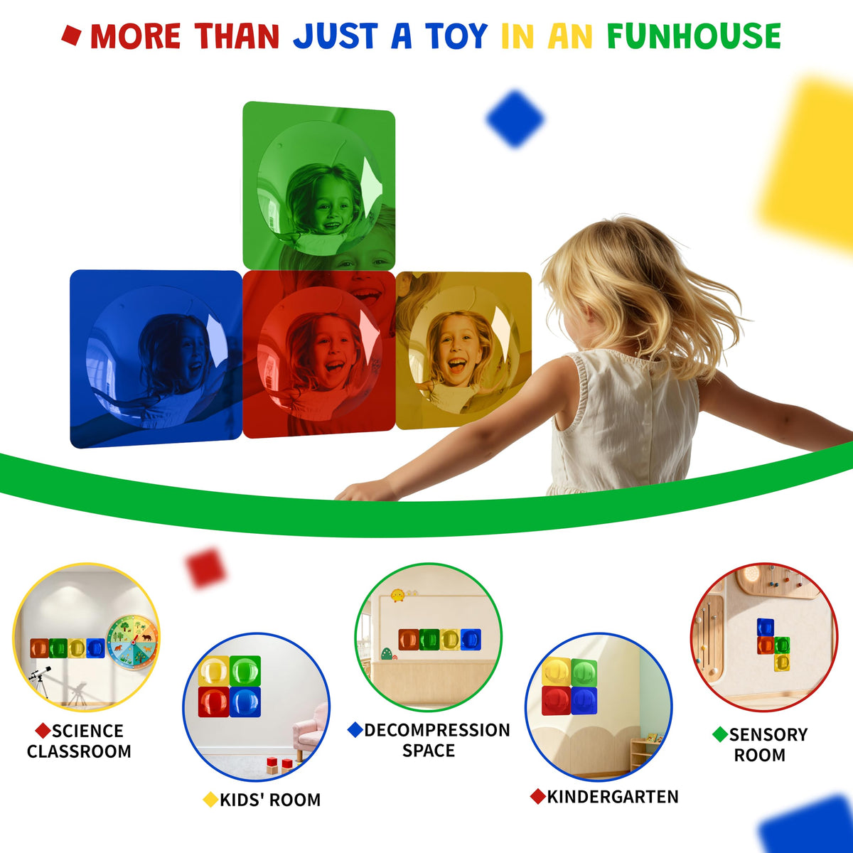 Whimtoyland bubble mirror blue 10in adds light play for tactile exploration