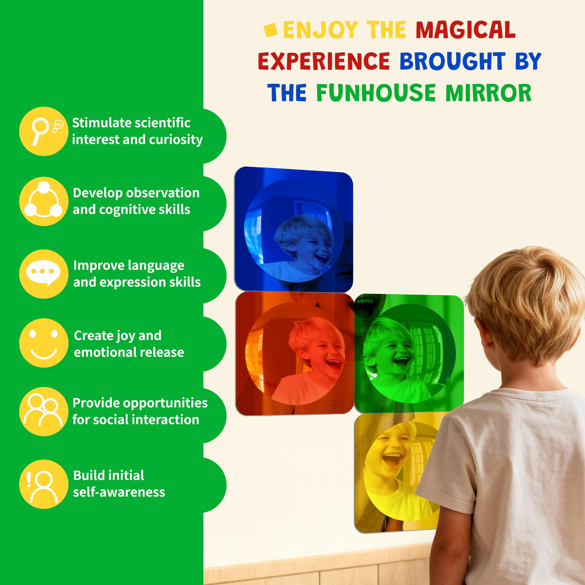 Whimtoyland bubble mirror yellow 10in sparks calm visuals for attentive exploration