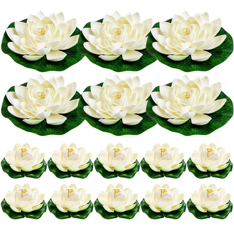 WhistenFla floating lotus 7inch ivory decor for ponds and fountains