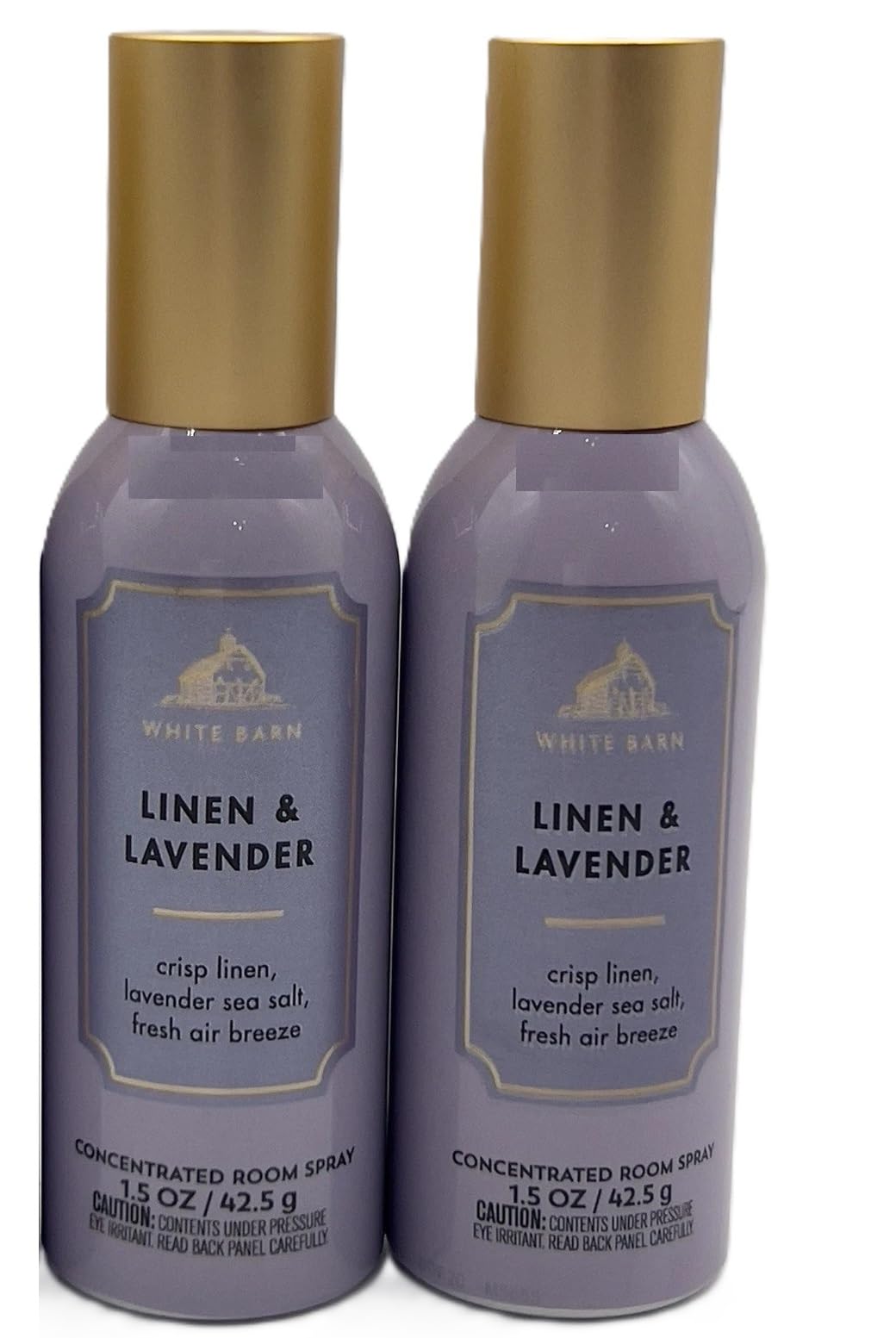 White Barn Linen and Lavender room spray bottle for quick, long-lasting freshness in home, office, or car.