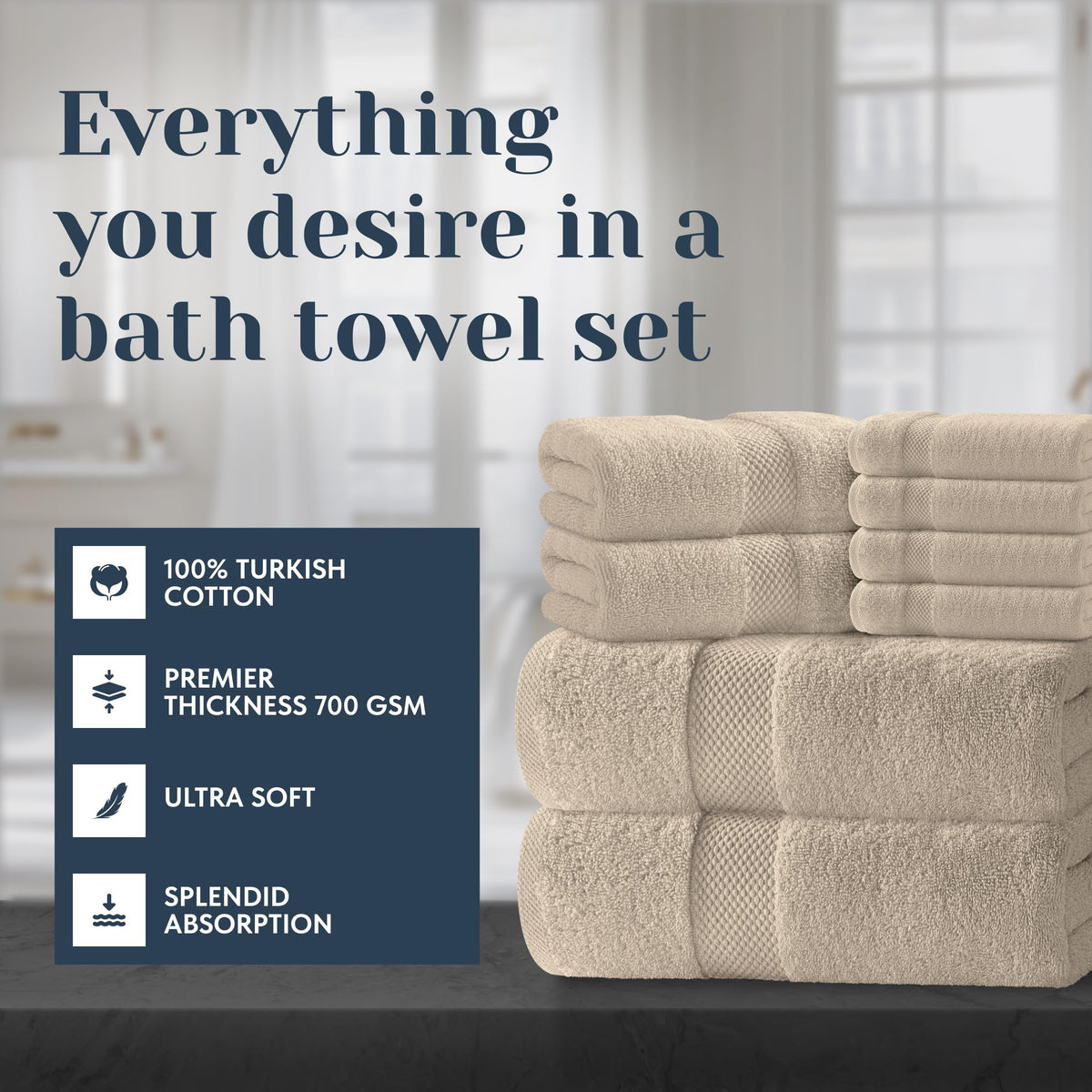 White Classic close-up shows velvety Turkish cotton fibers and a soft touch.