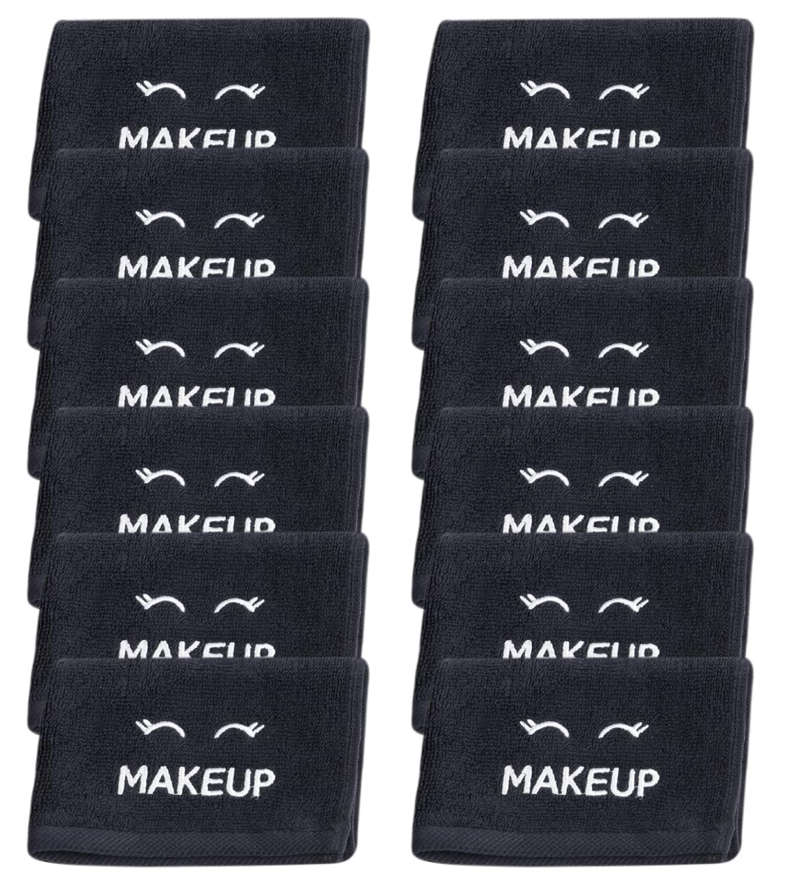 White Classic 13x13-inch black makeup washcloth highlighting compact size for travel