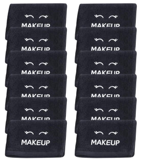 White Classic 13x13-inch black makeup washcloth highlighting compact size for travel