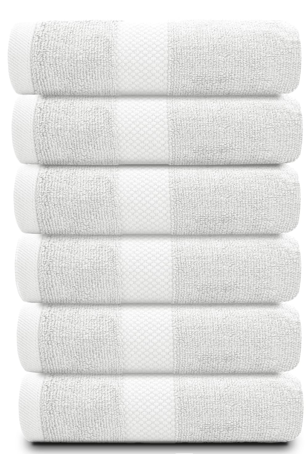 White Classic hand towels close-up, dense Turkish cotton weave for quick-dry performance.