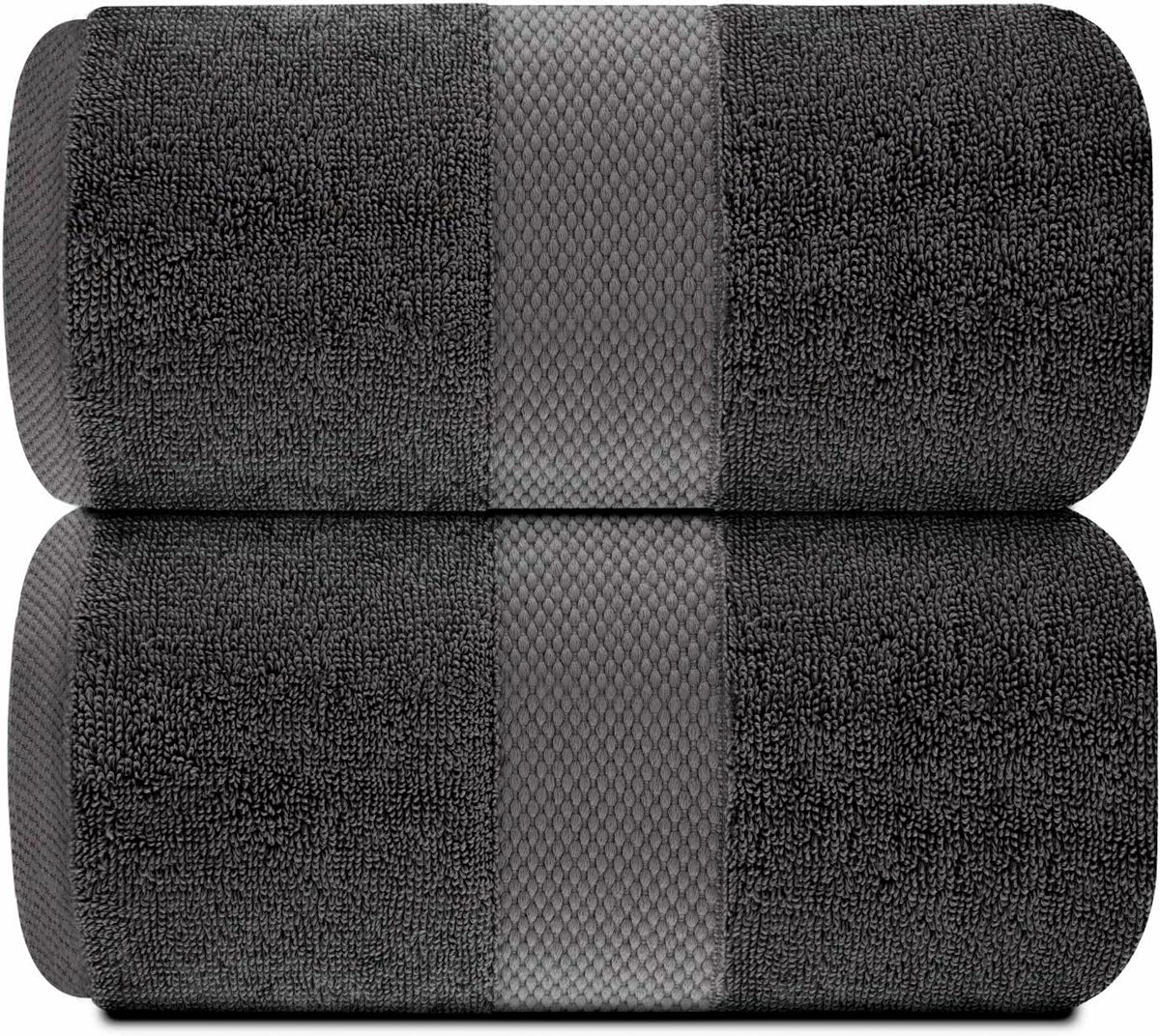 White Classic 35x70 bath towel laid flat in charcoal gray, plush absorbent material.