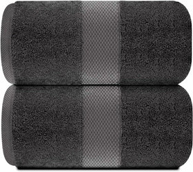 White Classic 35x70 bath towel laid flat in charcoal gray, plush absorbent material.