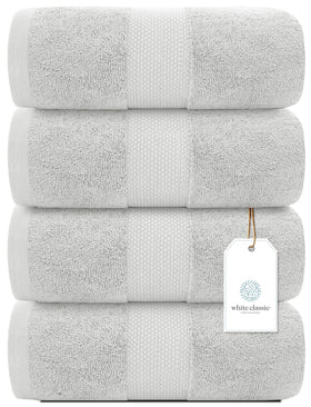 White Classic 700gsm cotton towel close-up, highlighting ultra-soft fibers and rich texture.