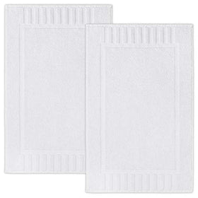 White Classic bath mat absorbent cotton for quick-dry bathroom comfort.