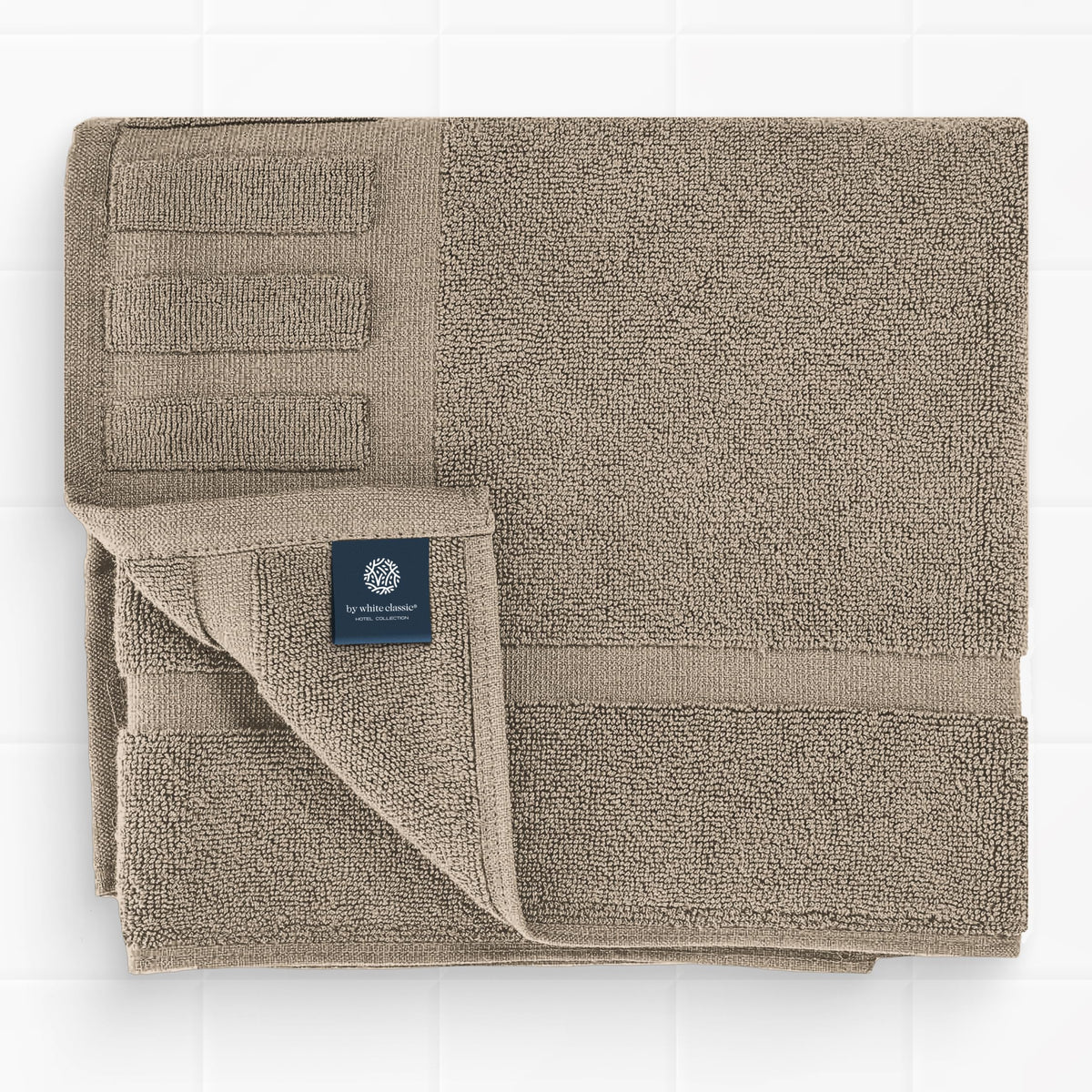 White Classic bath mat reversible backing detail highlights easy maintenance