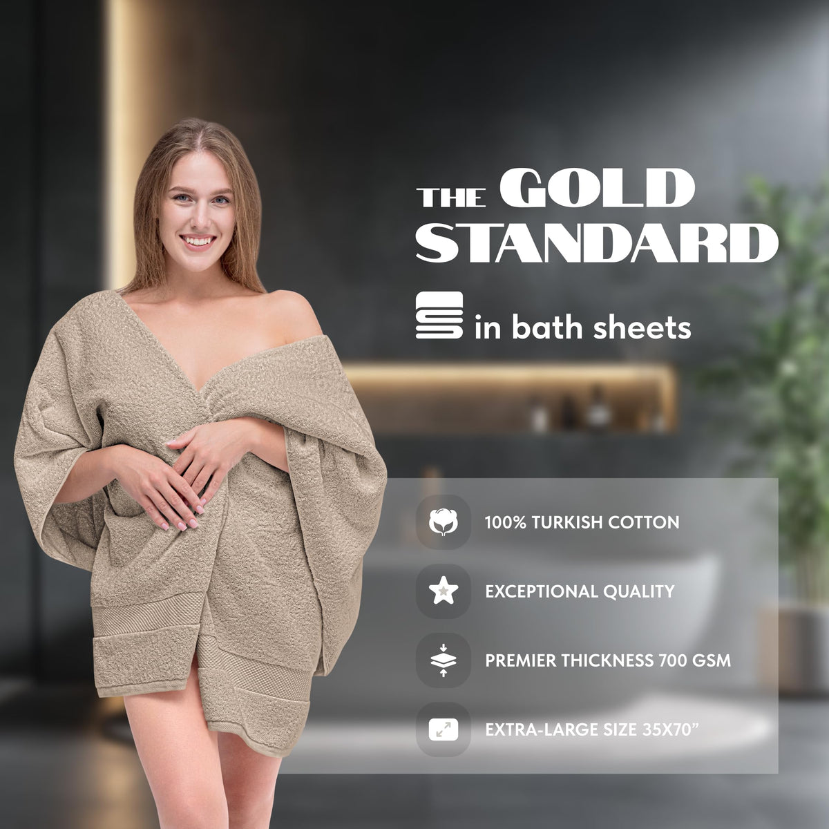 White Classic 35x70 bath sheet in spa-size display for home indulgence