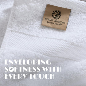 White Classic bath sheet with reinforced edges and double-needle stitching.