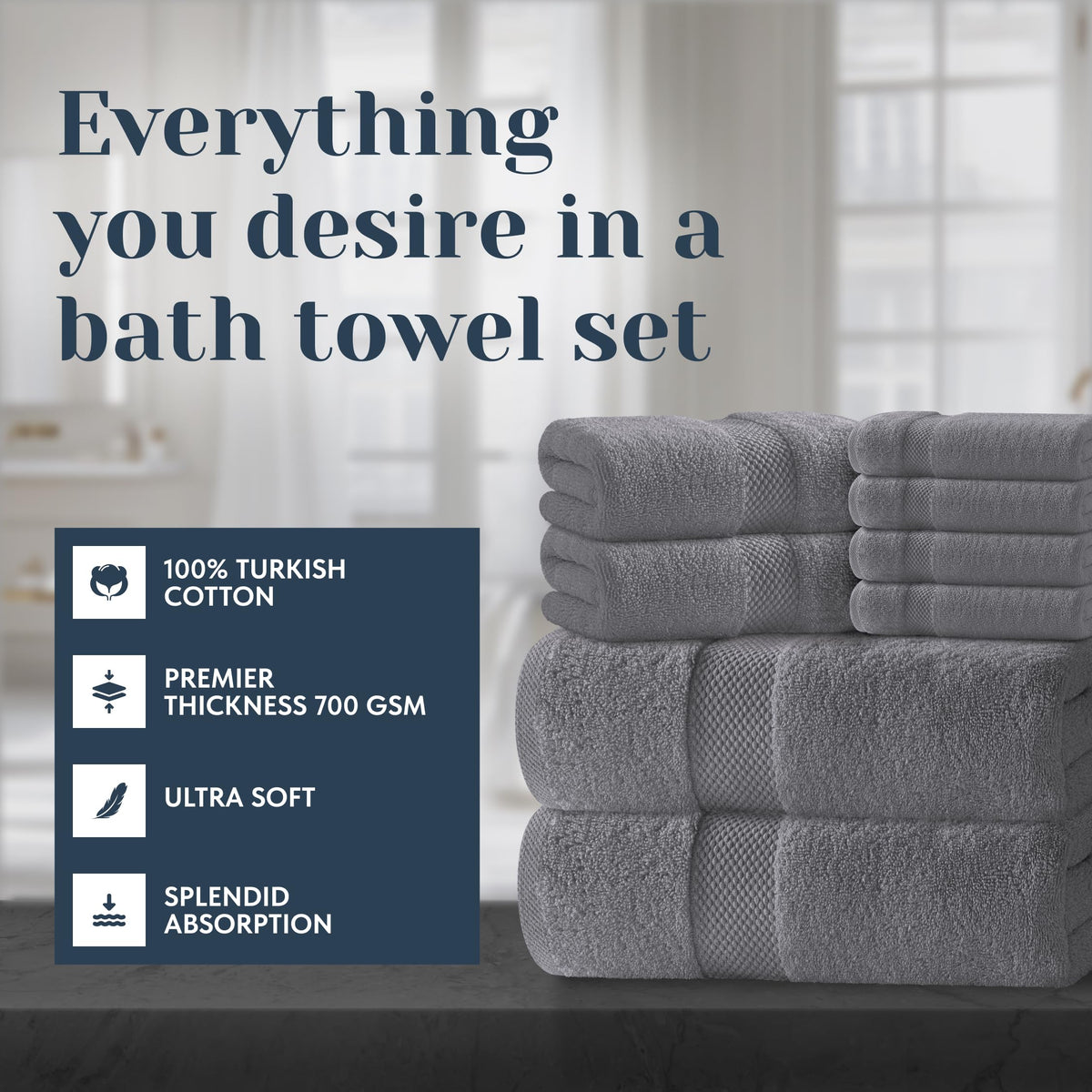 White Classic bath towel 27x54 on display, quick-dry and high absorbency.