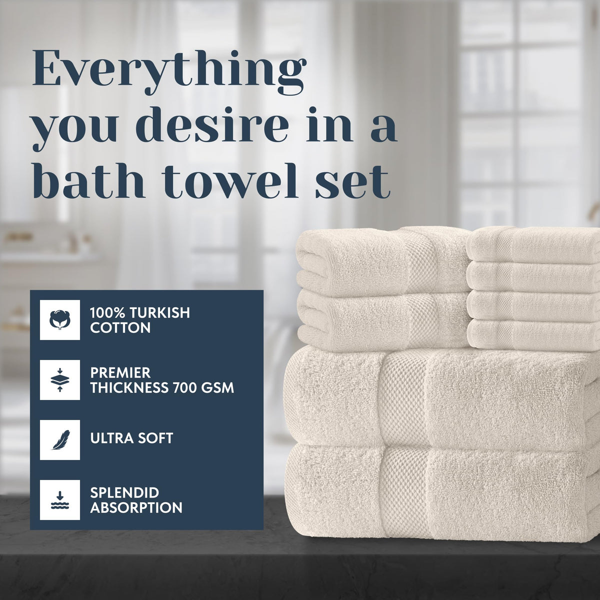 White Classic bath towel 27x54 Ivory for full-body comfort and superb absorbency