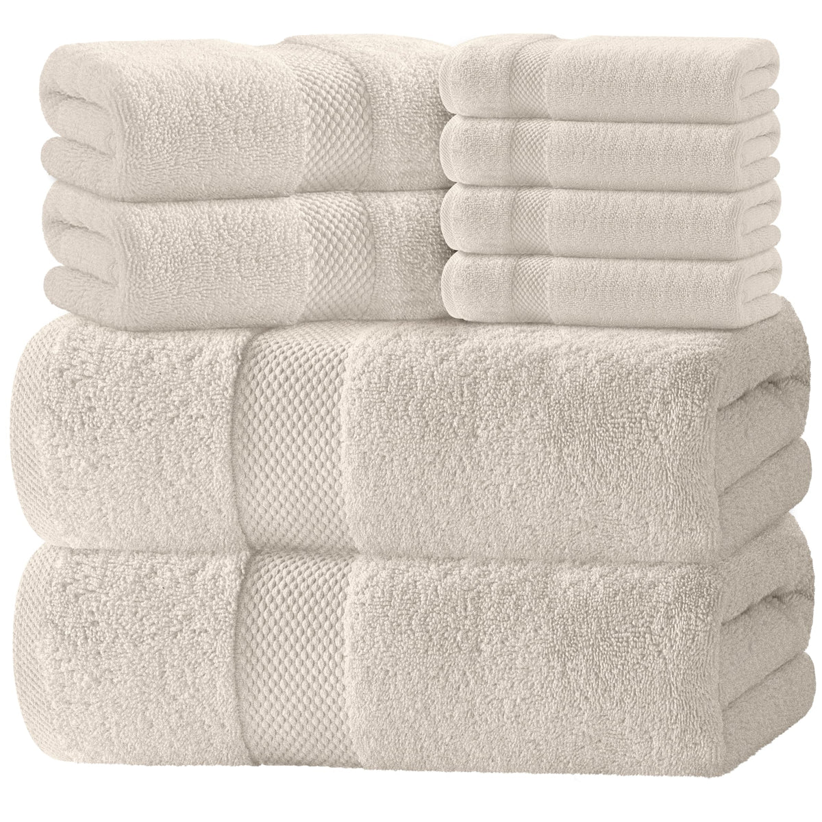 White Classic bath towel set 8-piece Ivory with plush softness and quick-dry performance