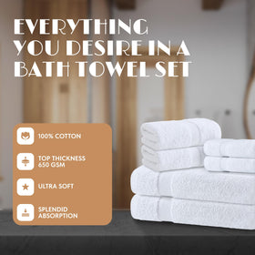 White Classic bath towels 27x54 inches shown for home spa use