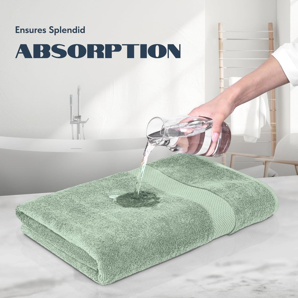 White Classic towels demonstrating high absorbency and fast-drying performance.