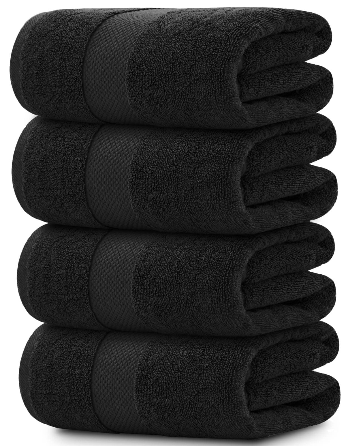 White Classic bath towel set in black, size 27x54 inches, ultra-soft for daily luxury.