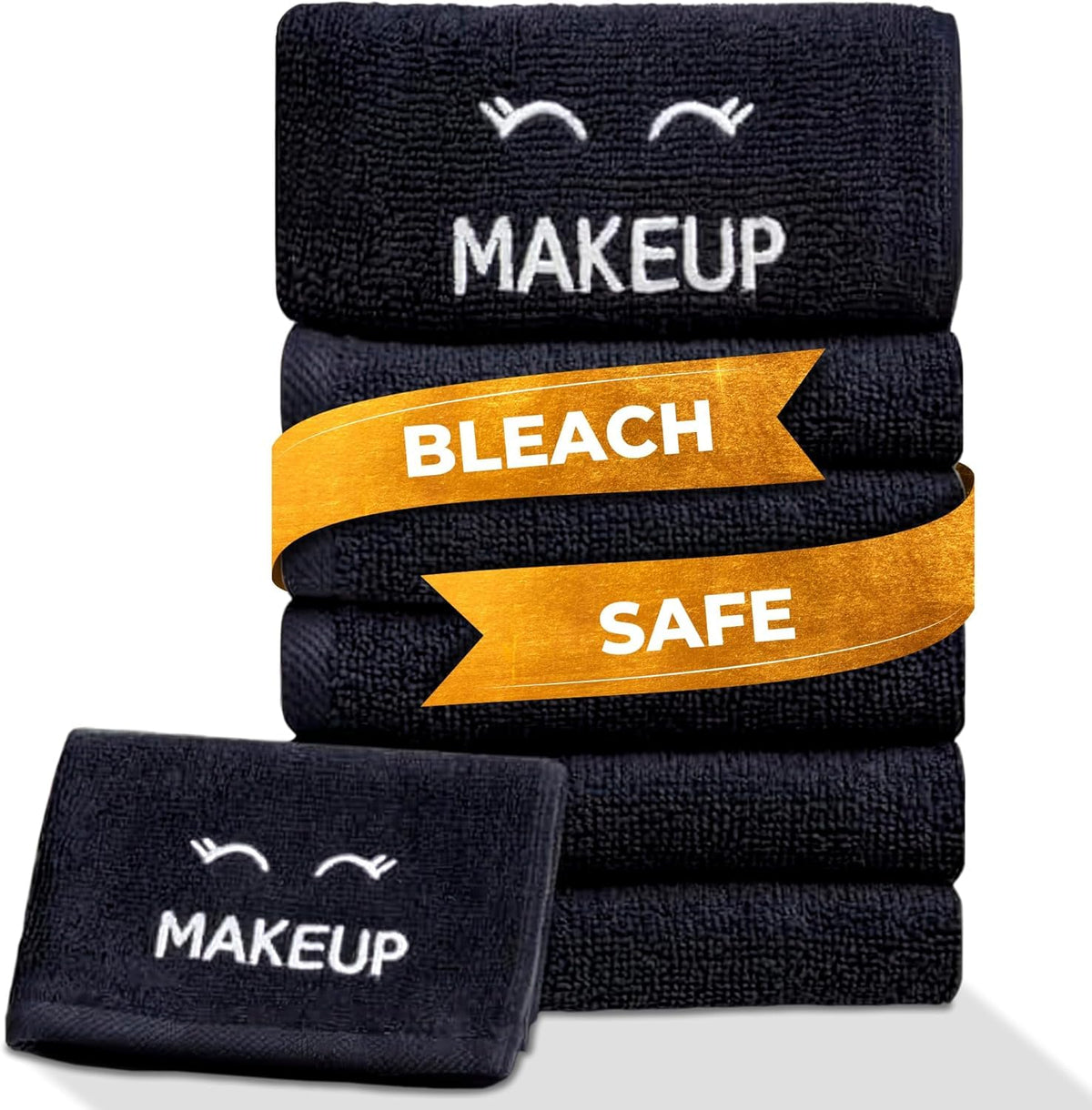White Classic bleach-safe black washcloths for makeup removal
