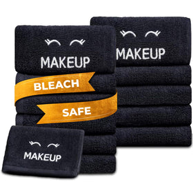 White Classic bleach-safe black makeup washcloths pack for everyday makeup removal