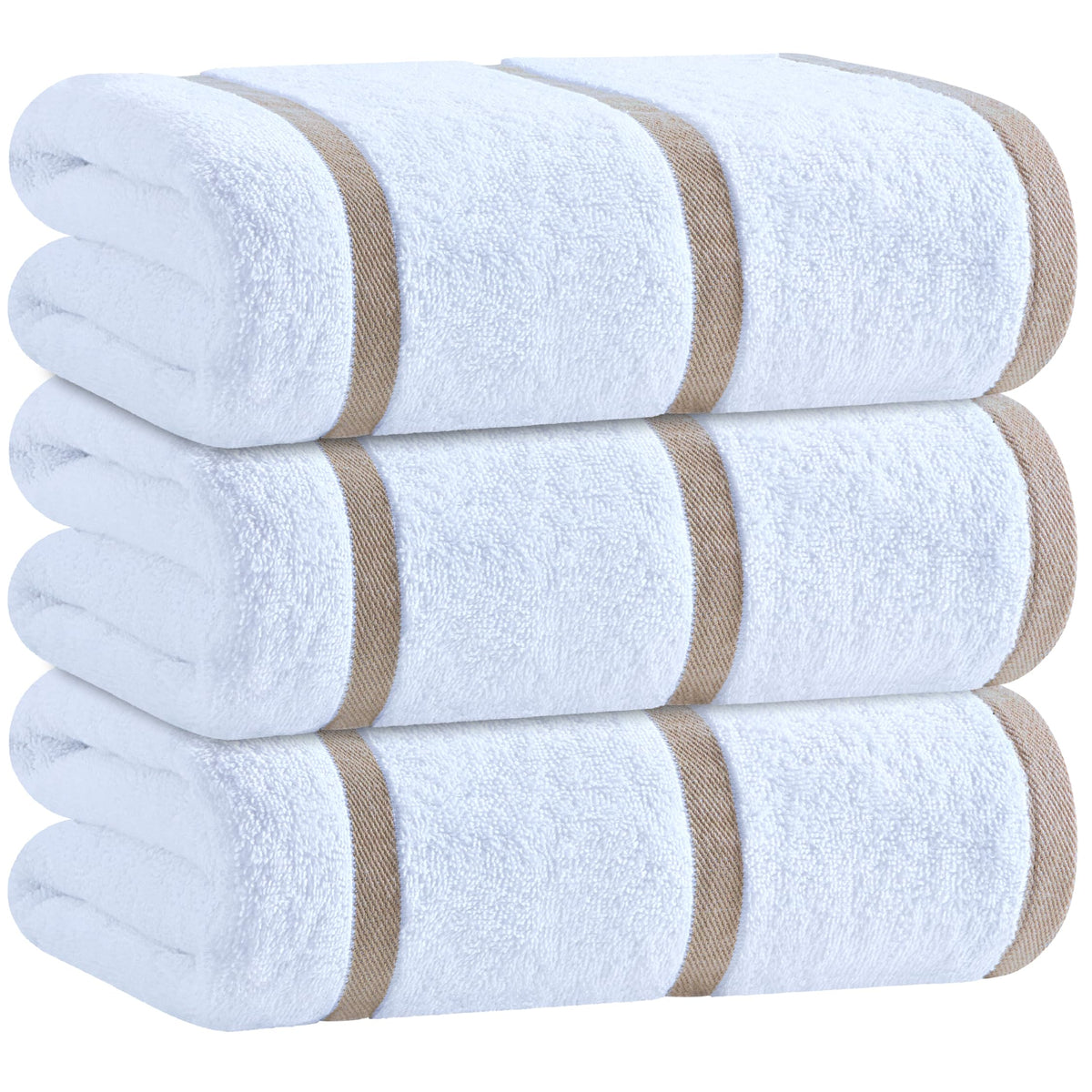 White Classic cotton pool towel stripes, oversized 70x35 inches for poolside comfort