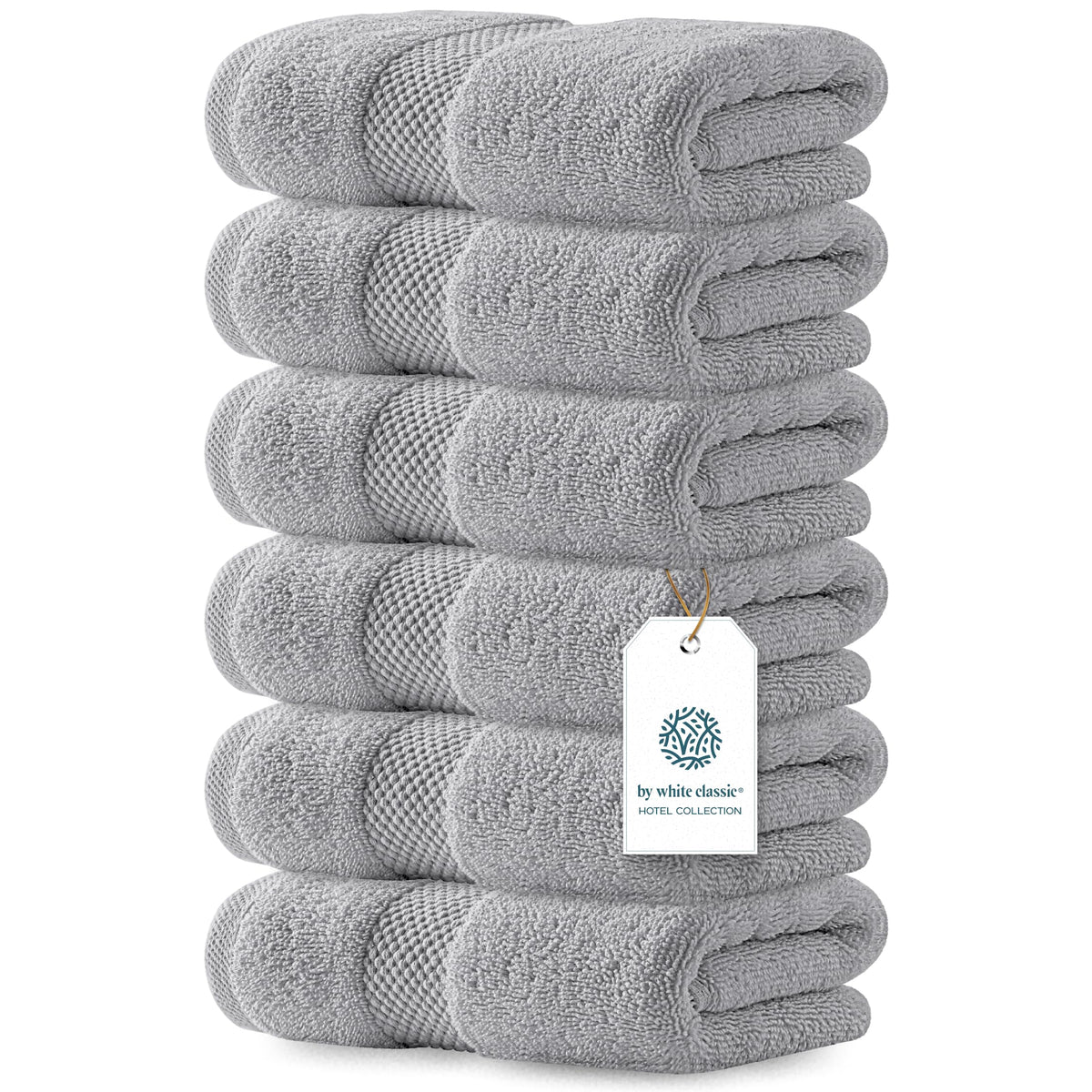 White Classic Dolphin Gray hand towel 16x30 showing plush softness for everyday use