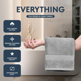 White Classic Dolphin Gray hand towel 16x30 in spa-like daily luxury