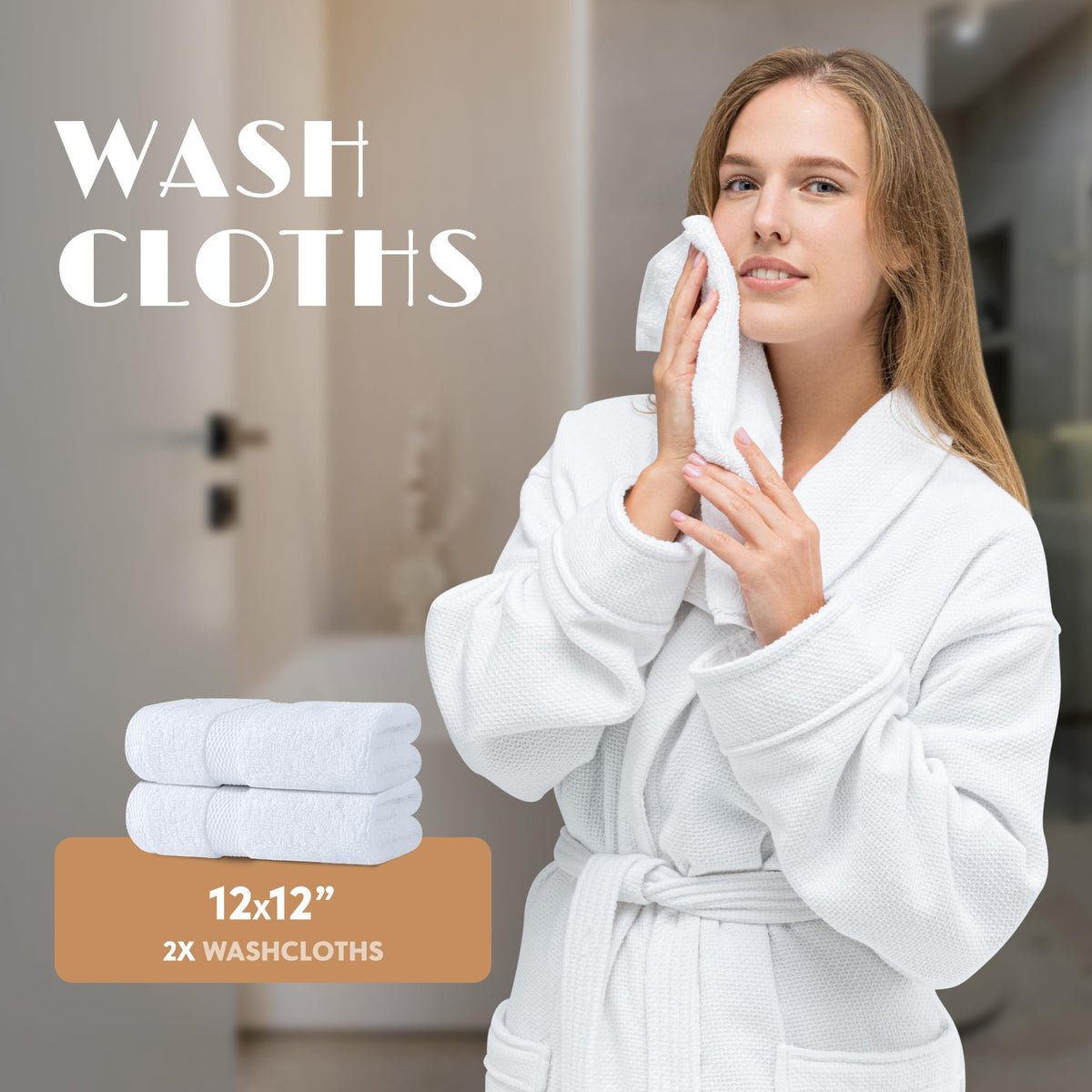 White Classic towels with reinforced double-needle stitched edges