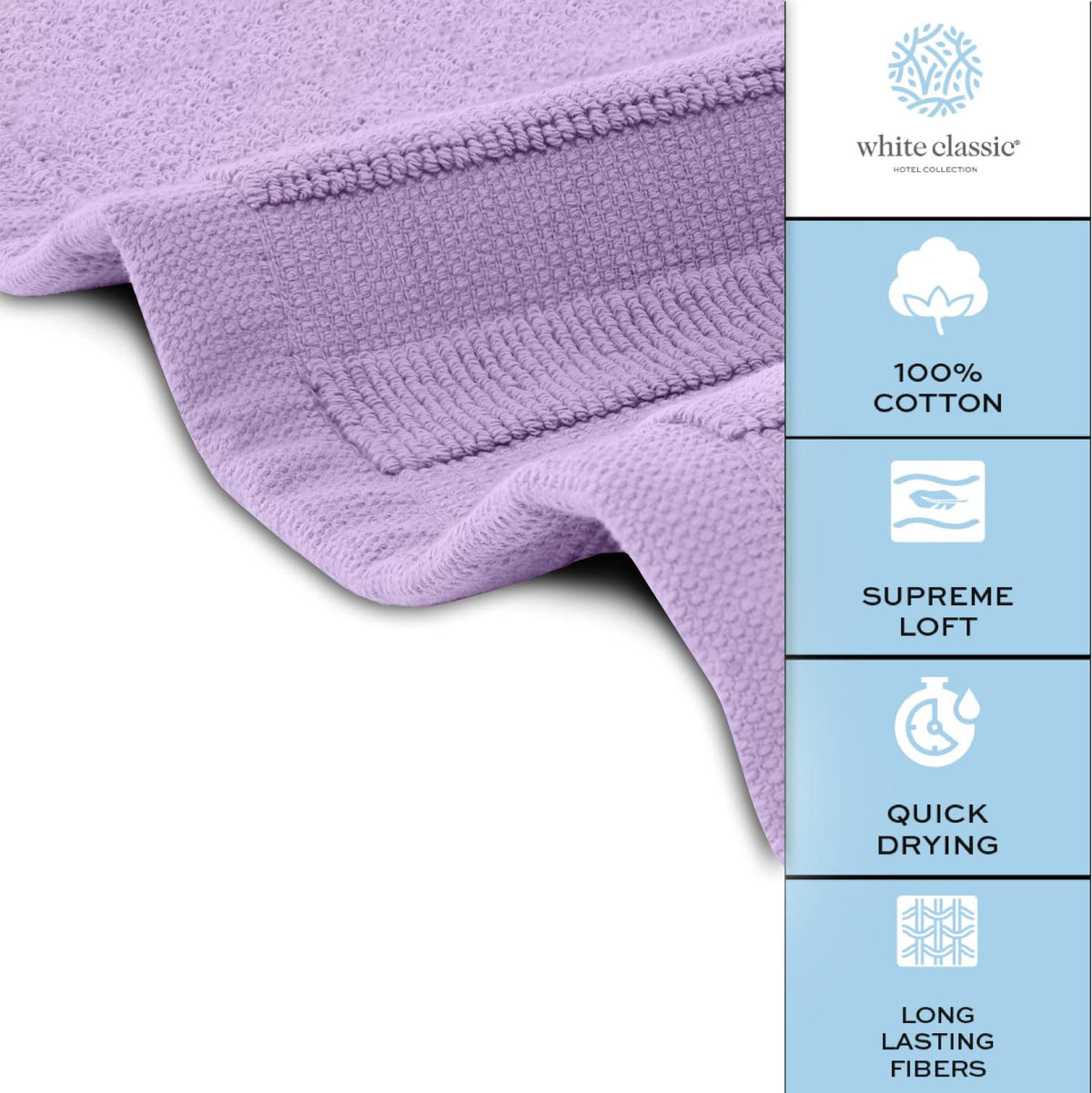 White Classic easy-care bath mat for quick washing.