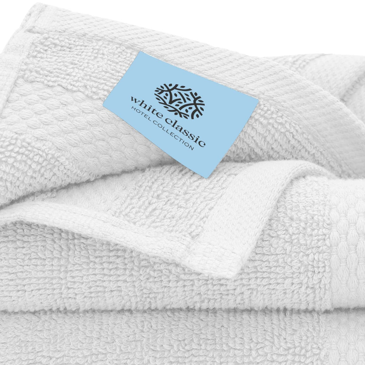 White Classic edge stitching detail shows reinforced durability against frequent laundering.