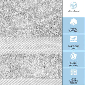 White Classic fast-dry towels, easy care for busy households.