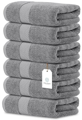 White Classic hand towel 16x30: luxurious softness for daily bathroom use.