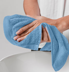 White Classic machine-washable washcloths save time and energy.