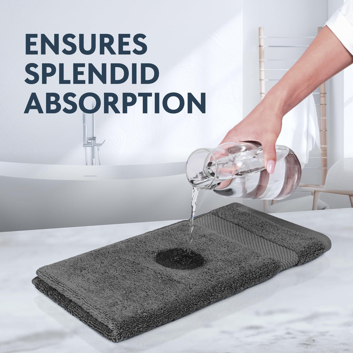 White Classic hotel spa bathroom setup with washcloths for a chic, durable essentials look