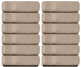 White Classic hotel spa setup with plush washcloths.