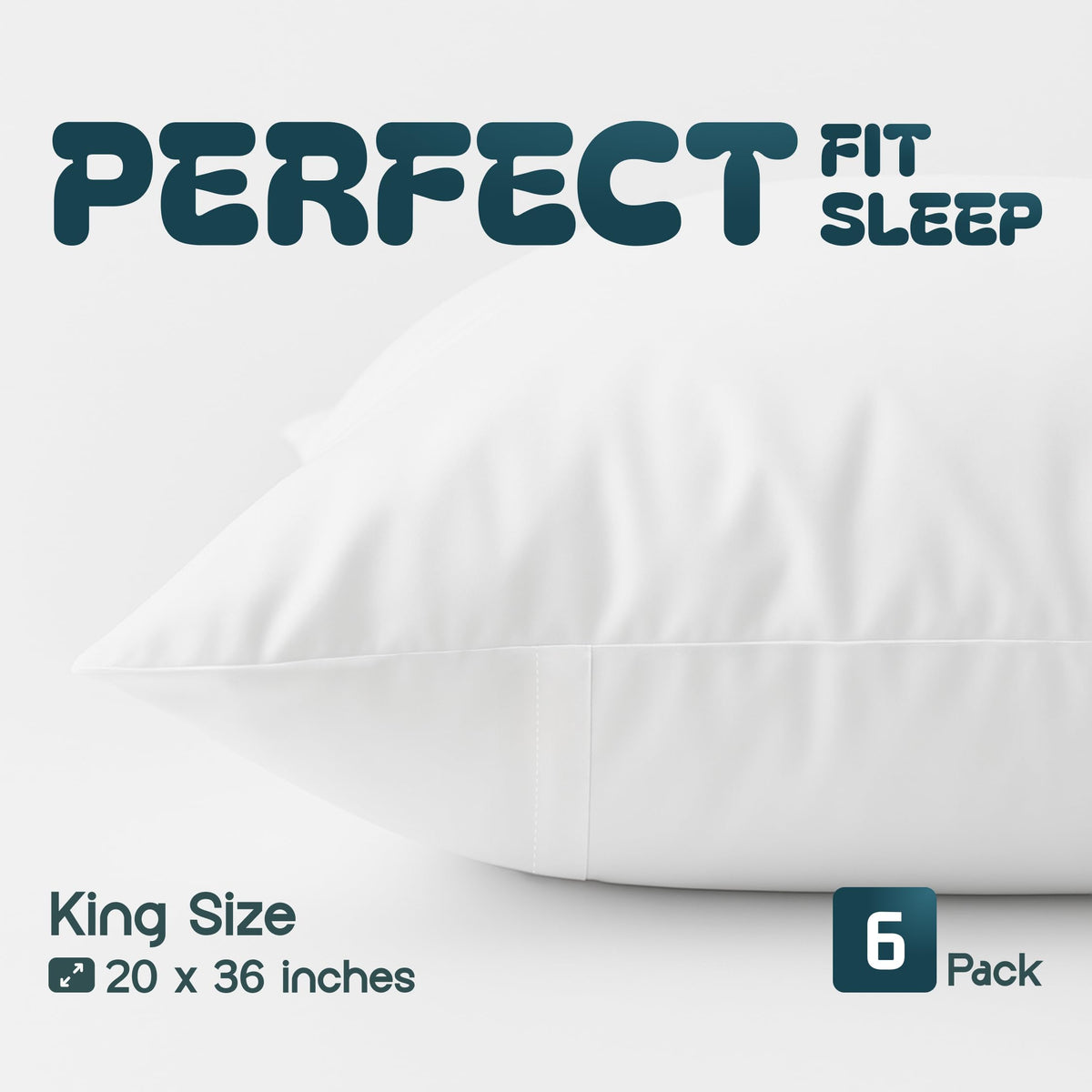 White Classic king pillow covers with zipper closure, secure fit.