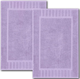 White Classic Lavender bath mat with plush cotton for spa-like luxury.