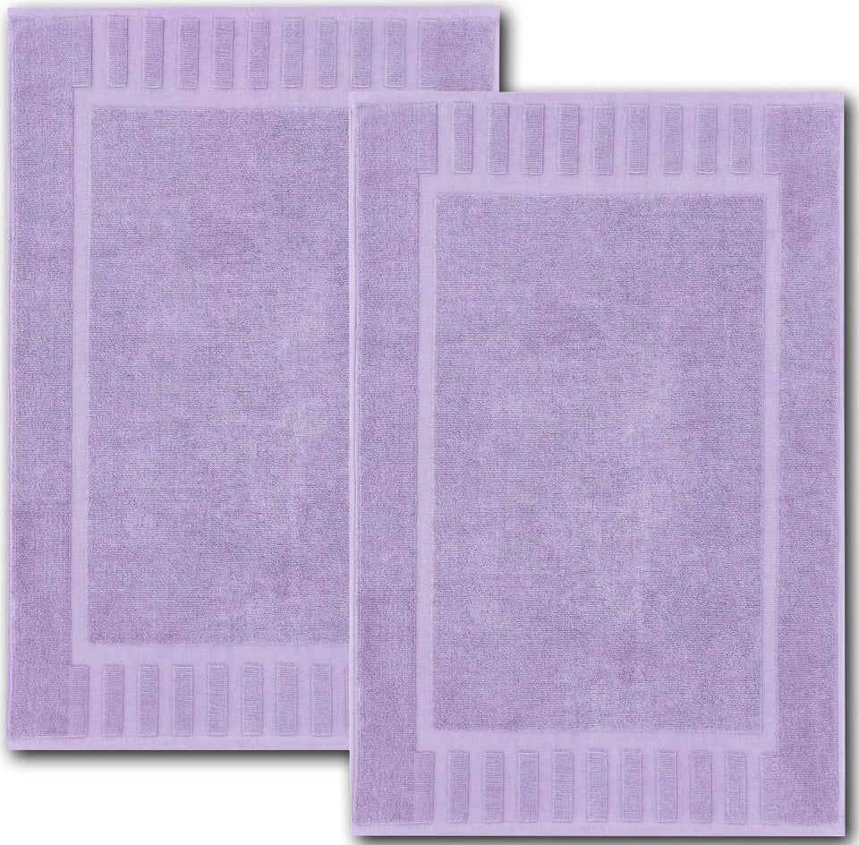 White Classic Lavender bath mat with plush cotton for spa-like luxury.