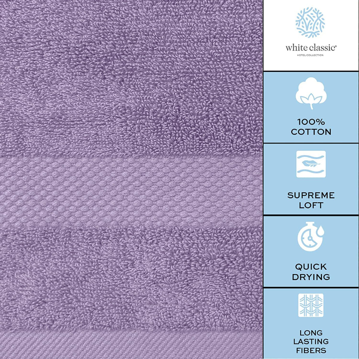 White Classic lavender two-pack bath sheets for hotel-like home luxury.