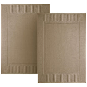 White Classic luxury bath mat 22x34 taupe front view highlighting plush absorbent cotton