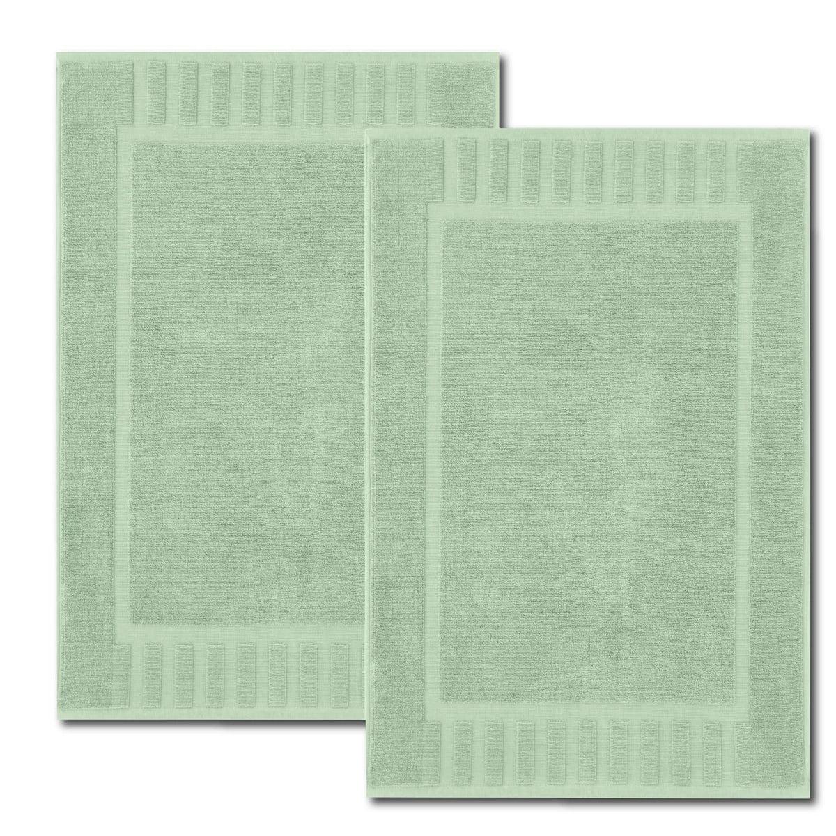 White Classic green luxury bath mat 22x34 in, 2-pack for spa-like bathroom comfort