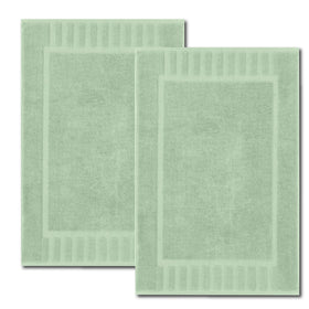 White Classic green luxury bath mat 22x34 in, 2-pack for spa-like bathroom comfort