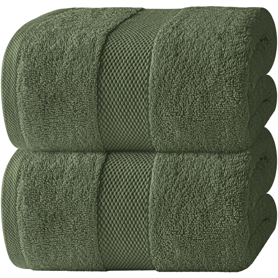 White Classic luxury bath sheet 35x70 in dark green, ultra-absorbent and quick-drying for spa-like comfort